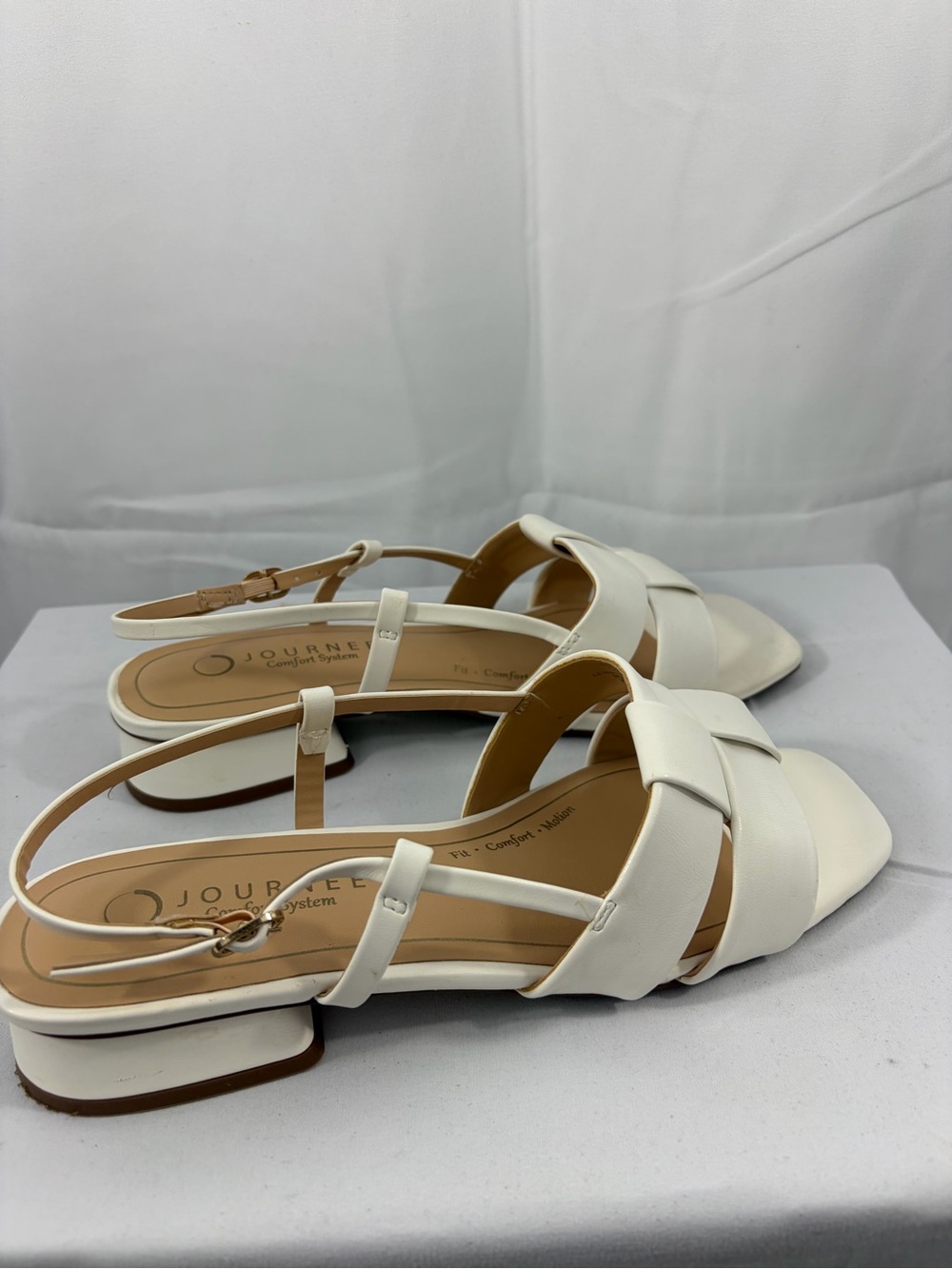 NWT Journee Women’s Size 9 White Braided Strap Slingback Sandals - Picture 3 of 8